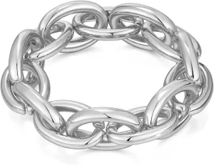 WOWORAMA Chunky Chain Bracelet for Women Adjustable Elastic Stretch Link Bracelets Thick Chunky Link Statement Bracelet Gold/Silver