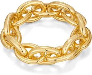 WOWORAMA Chunky Chain Bracelet for Women Adjustable Elastic Stretch Link Bracelets Thick Chunky Link Statement Bracelet Gold/Silver