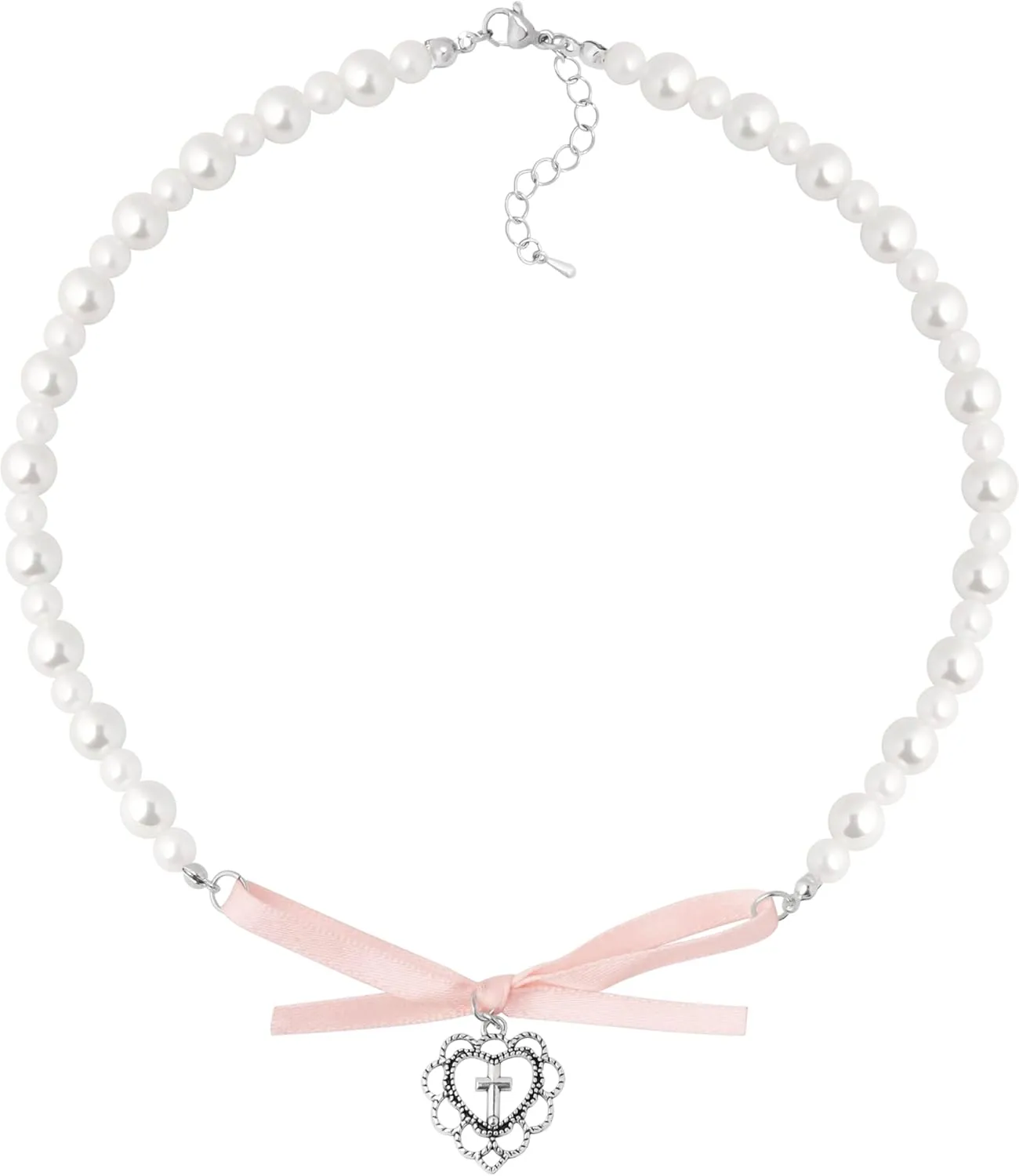 Y2K Kawaii Coquette Bow Cutecore Aesthetic Faux Pearl Beaded Choker Cool Necklaces Jewelry Accessories Coolest Romantic Gifts for Women Teen Girls
