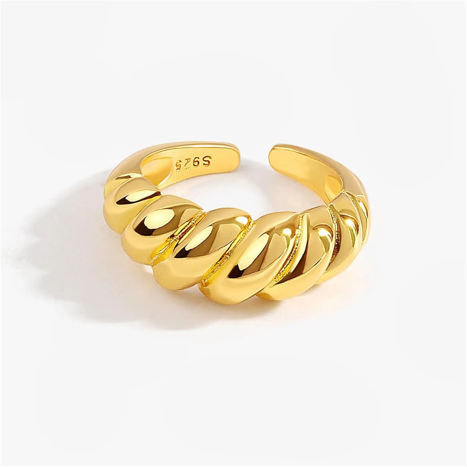 YBMYCM 3-10Pcs Dome Rings Set Chunky Gold Ring for Women Men 14k Gold Plated Thick Adjustable Statement Ring Gold/Silver