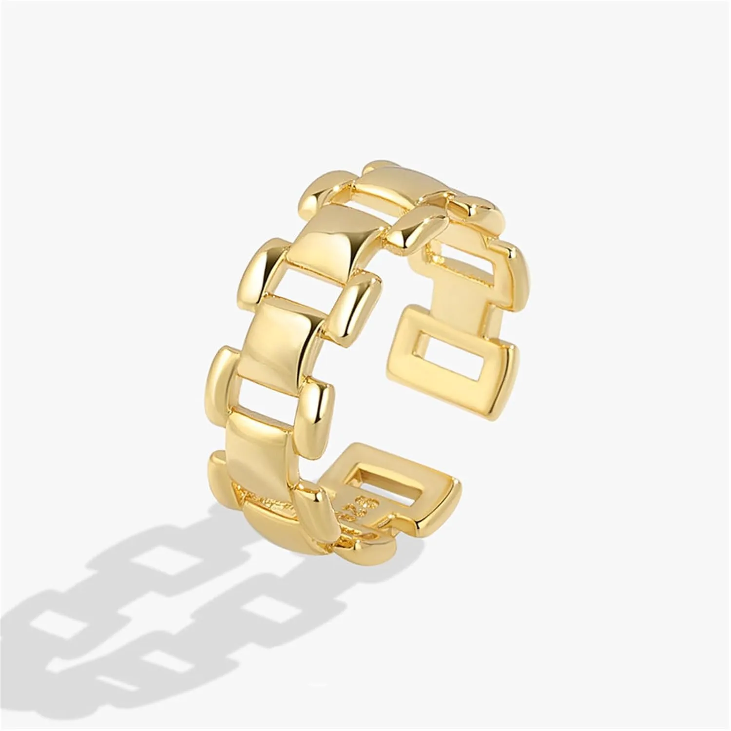 YBMYCM 3-10Pcs Dome Rings Set Chunky Gold Ring for Women Men 14k Gold Plated Thick Adjustable Statement Ring Gold/Silver