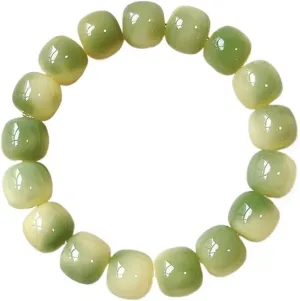 Yoga MeditatioBeadsn Bodhi Hand String Around Finger Soft Version Ashtray Gradient Bodhi Root Buddha Beads Stationery Bracelet Rosary Beads Prayer Beads(9.5mm,Green)