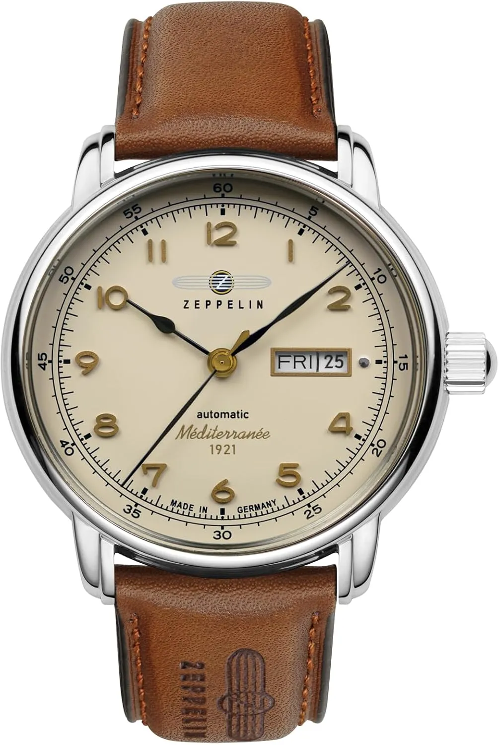 Zeppelin Men's Automatic Watch 100 Years Mditerrane 9664-5, Classic, Silver, Modern